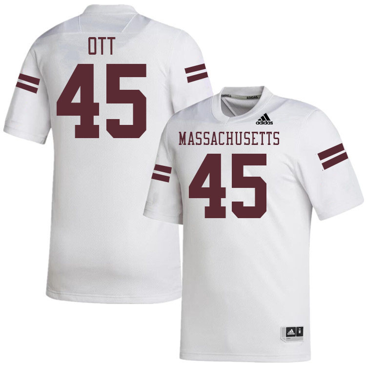 Massachusetts Minutemen #45 Kyle Ott College Football Jerseys Stitched-White